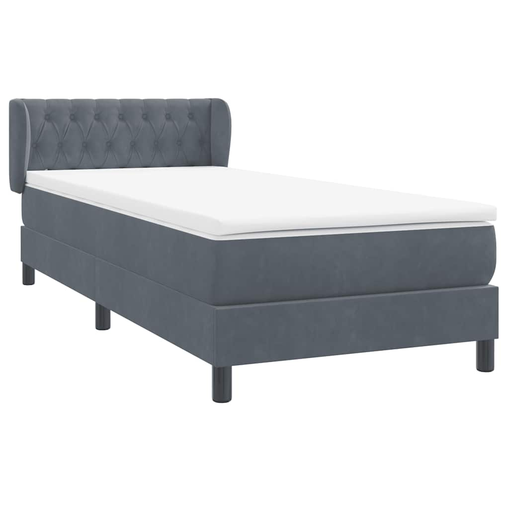 vidaXL Box Spring Κρεβάτι με στρώμα Σκούρο γκρι 80x210 εκ. Βελούδινο