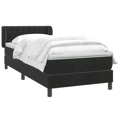 vidaXL Κρεβάτι Boxspring με Στρώμα Μαύρο 90x210 εκ. Βελούδινο