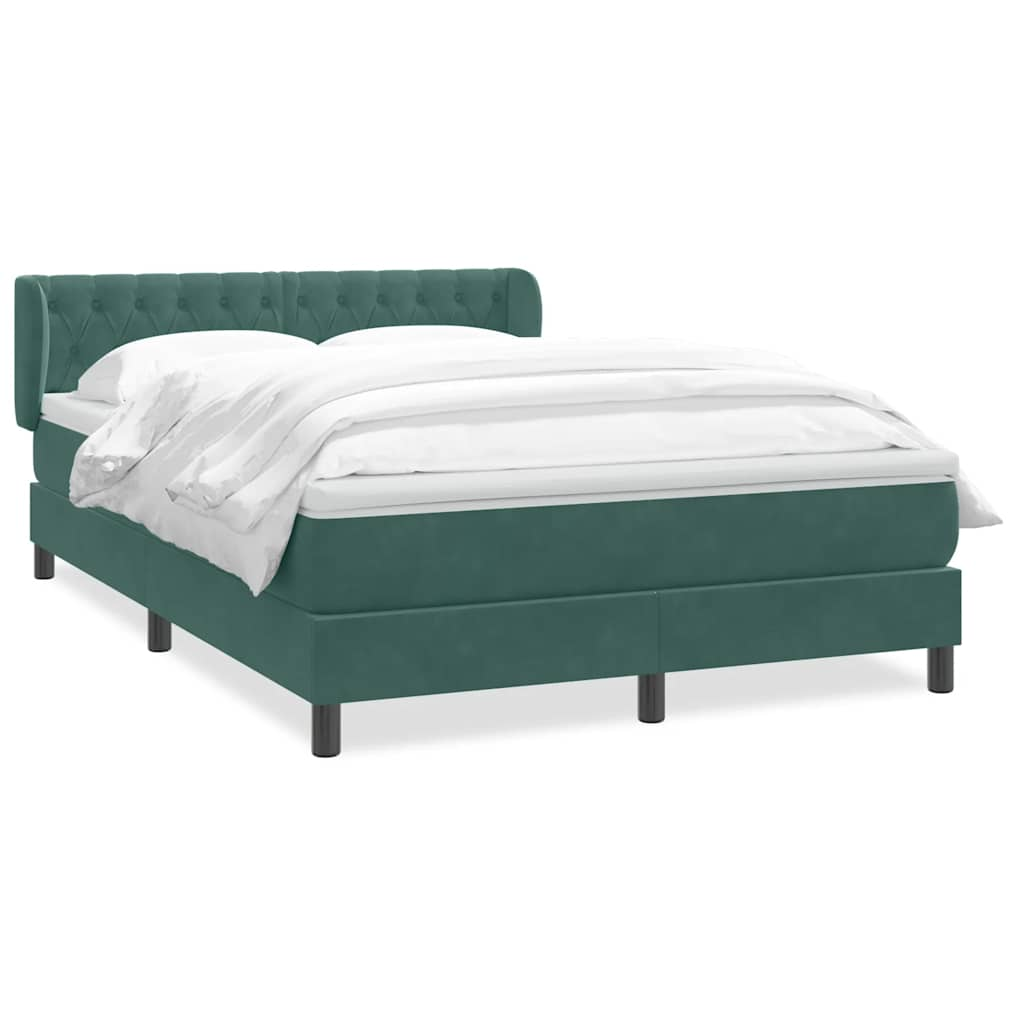 vidaXL Κρεβάτι Boxspring με Στρώμα Σκούρο Πράσινο 160x210εκ. Βελούδινο