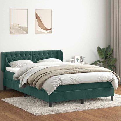 vidaXL Κρεβάτι Boxspring με Στρώμα Σκούρο Πράσινο 160x210εκ. Βελούδινο