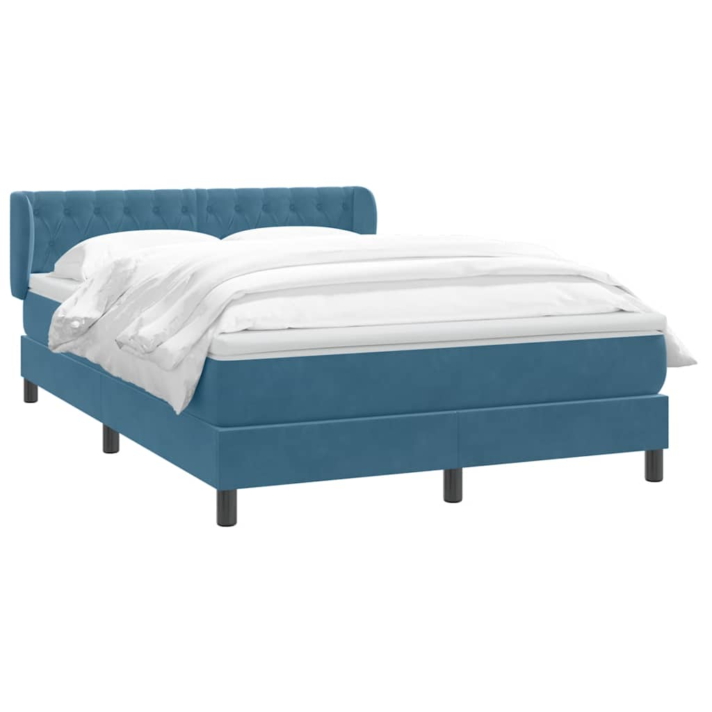 vidaXL Κρεβάτι Boxspring με Στρώμα Σκούρο Μπλε 160x210 εκ. Βελούδινο