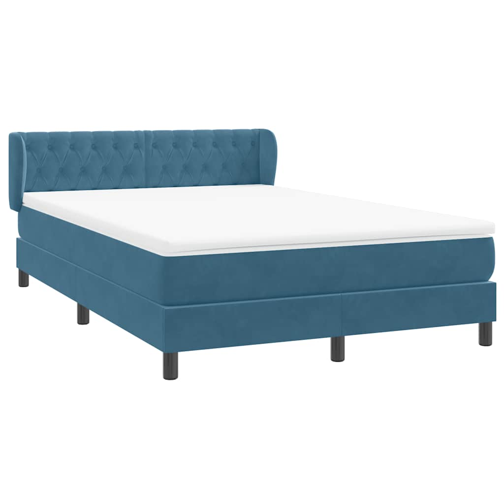 vidaXL Κρεβάτι Boxspring με Στρώμα Σκούρο Μπλε 160x210 εκ. Βελούδινο