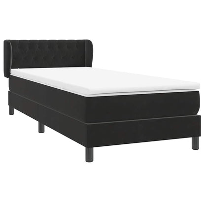 vidaXL Κρεβάτι Boxspring με Στρώμα Μαύρο 90x220 εκ. Βελούδινο