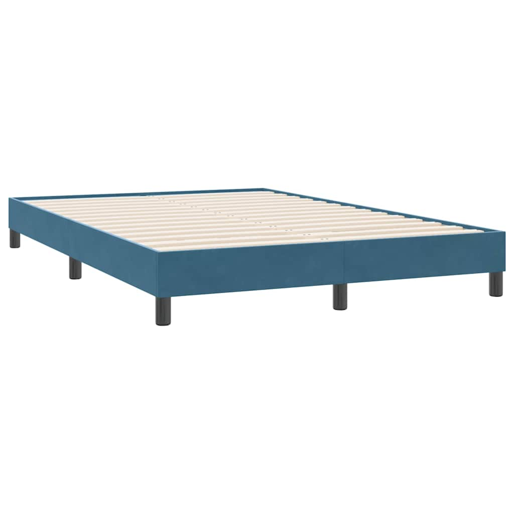 vidaXL Box Spring κρεβάτι με στρώμα σκούρο μπλε 160x220 cm Βελούδινο