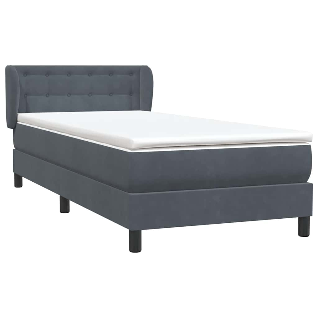 vidaXL Box Spring Κρεβάτι με στρώμα Σκούρο γκρι 80x210 εκ. Βελούδινο