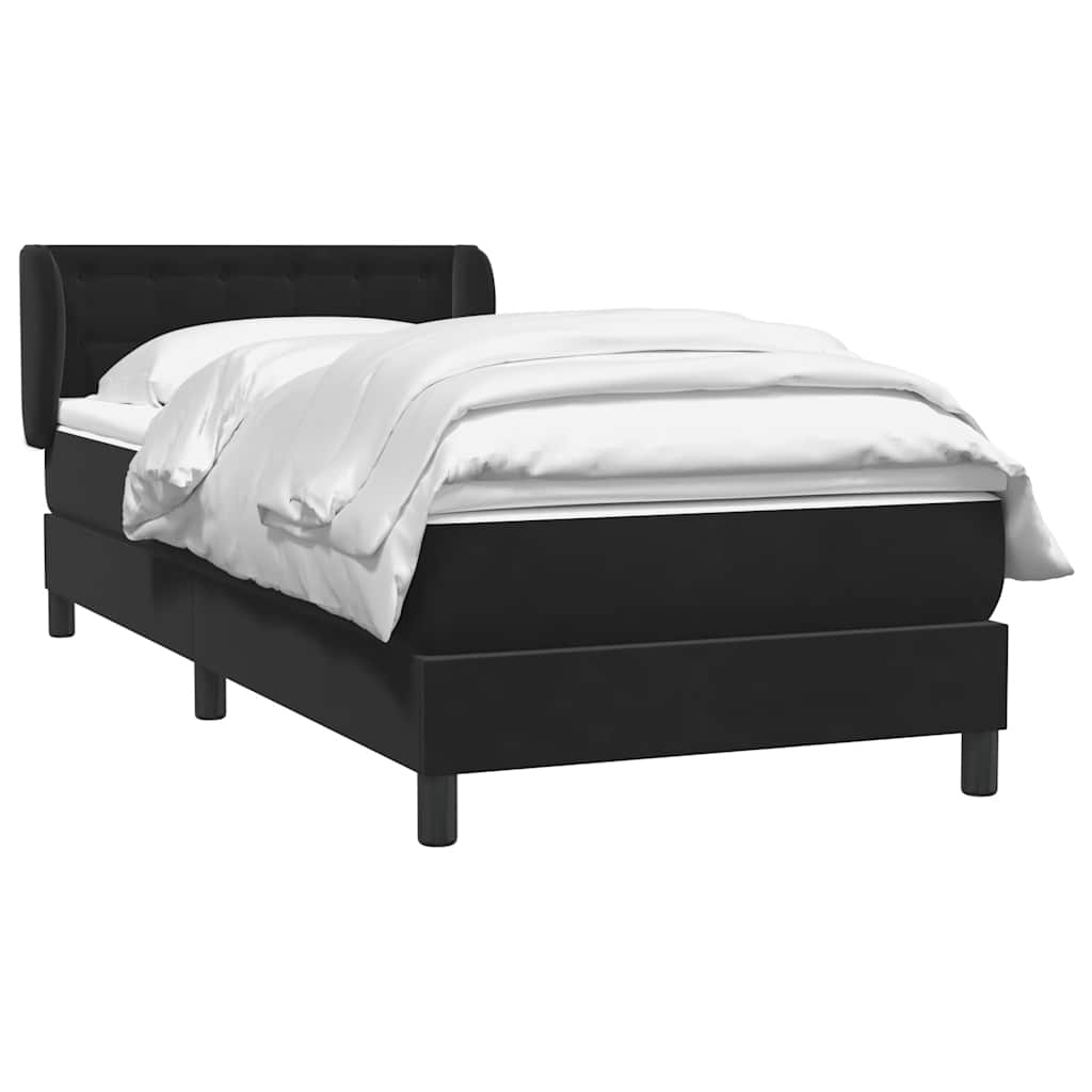 vidaXL Κρεβάτι Boxspring με Στρώμα Μαύρο 80x220 εκ. Βελούδινο