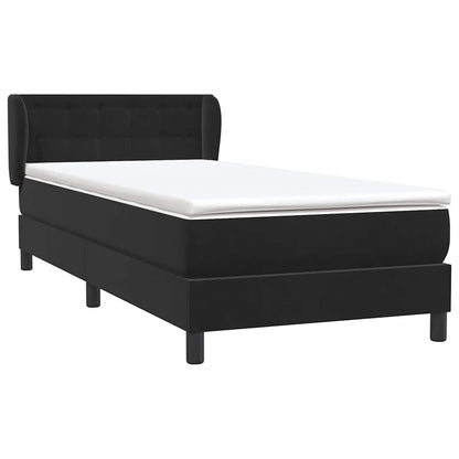 vidaXL Κρεβάτι Boxspring με Στρώμα Μαύρο 80x220 εκ. Βελούδινο