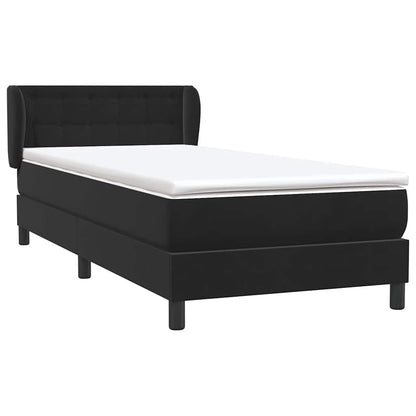 vidaXL Κρεβάτι Boxspring με Στρώμα Μαύρο 90x220 εκ. Βελούδινο