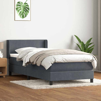 vidaXL Box Spring Κρεβάτι με στρώμα Σκούρο γκρι 80x210 εκ. Βελούδινο