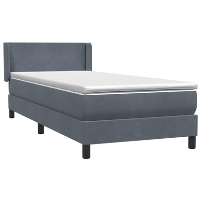 vidaXL Κρεβάτι Boxspring με Στρώμα Σκούρο Γκρι 90x210 εκ. Βελούδινο