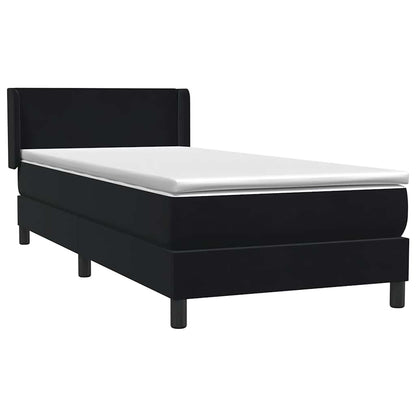 vidaXL Κρεβάτι Boxspring με Στρώμα Μαύρο 90x210 εκ. Βελούδινο