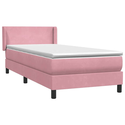 vidaXL Κρεβάτι Boxspring με Στρώμα Ροζ 100x210 εκ. Βελούδινο