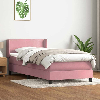 vidaXL Κρεβάτι Boxspring με Στρώμα Ροζ 100x210 εκ. Βελούδινο