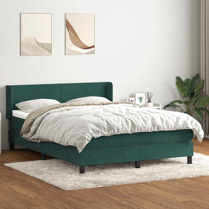 vidaXL Κρεβάτι Boxspring με Στρώμα Σκούρο Πράσινο 140x210εκ. Βελούδινο