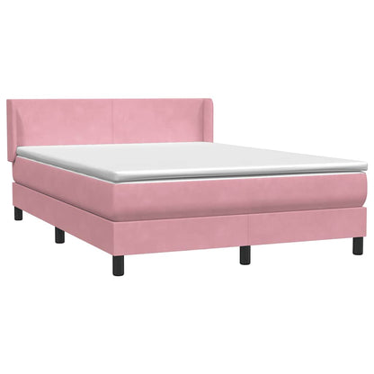 vidaXL Κρεβάτι Boxspring με Στρώμα Ροζ 140x210 εκ. Βελούδινο