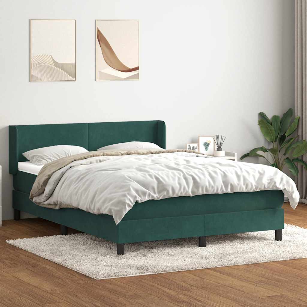 vidaXL Κρεβάτι Boxspring με Στρώμα Σκούρο Πράσινο 160x210εκ. Βελούδινο