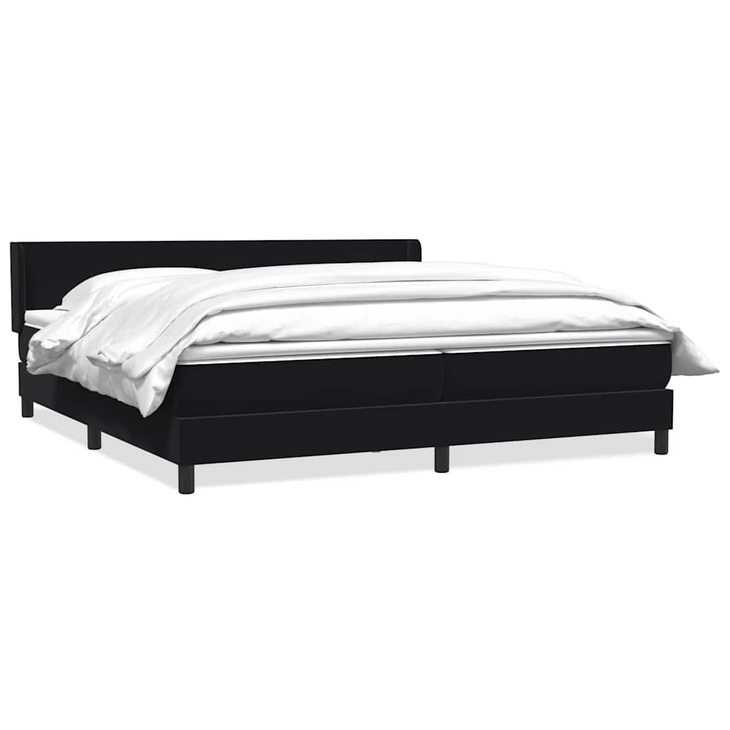 vidaXL Κρεβάτι Boxspring με Στρώμα Μαύρο 180x210 εκ. Βελούδινο