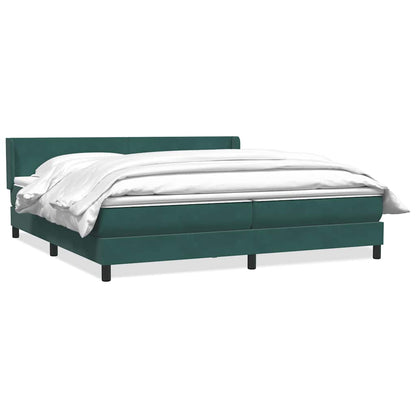 vidaXL Κρεβάτι Boxspring με Στρώμα Σκούρο Πράσινο 180x210εκ. Βελούδινο