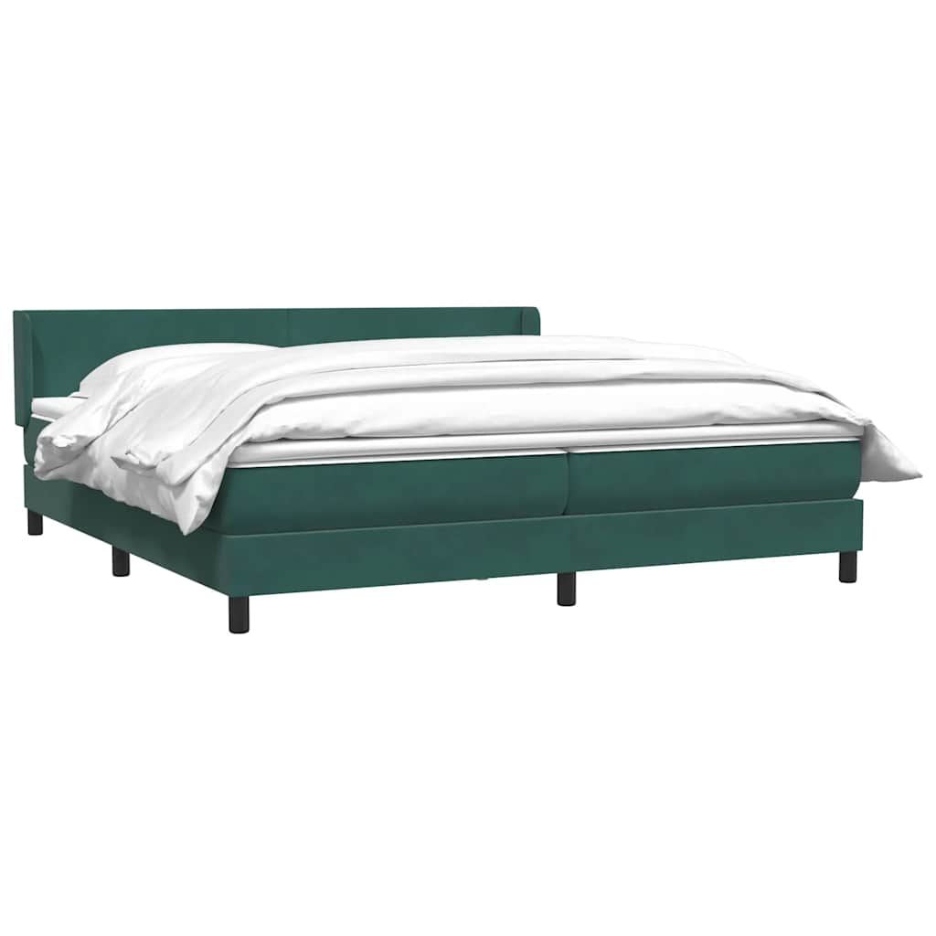 vidaXL Κρεβάτι Boxspring με Στρώμα Σκούρο Πράσινο 180x210εκ. Βελούδινο