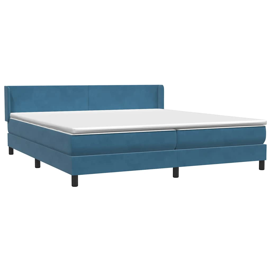 vidaXL Κρεβάτι Boxspring με Στρώμα Σκούρο Μπλε 180x210 εκ. Βελούδινο