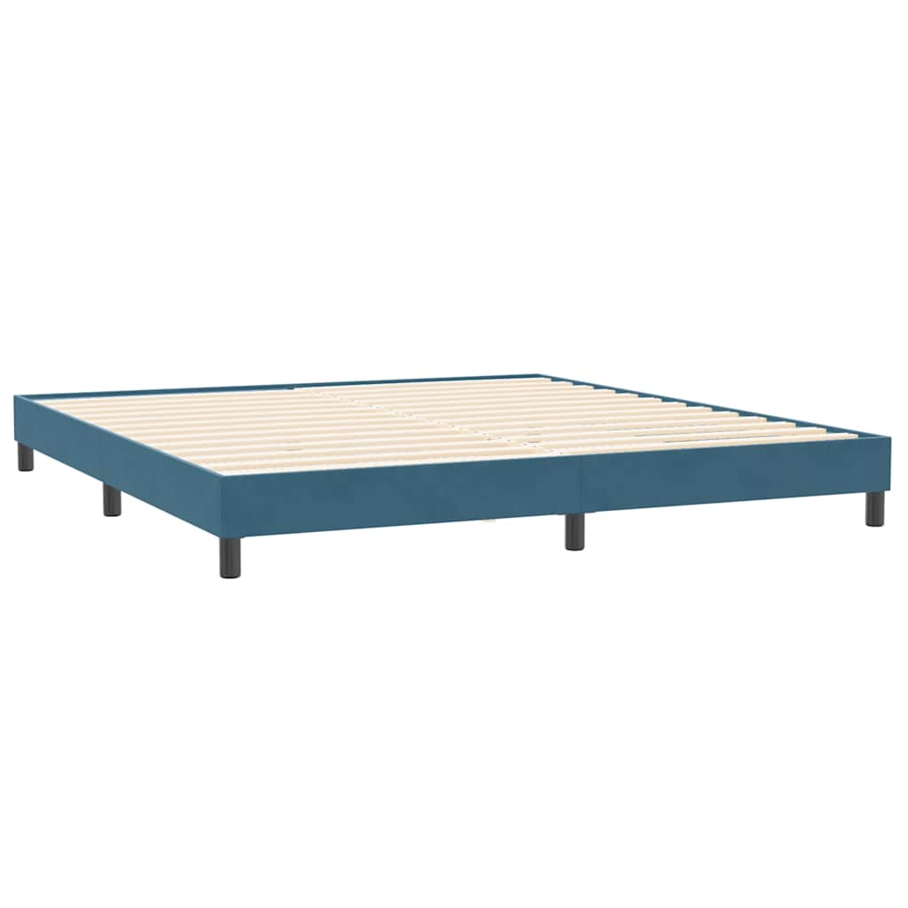 vidaXL Κρεβάτι Boxspring με Στρώμα Σκούρο Μπλε 180x210 εκ. Βελούδινο