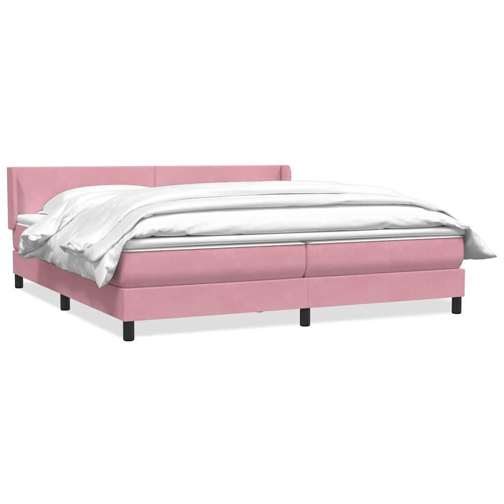 vidaXL Κρεβάτι Boxspring με Στρώμα Ροζ 180x210 εκ. Βελούδινο