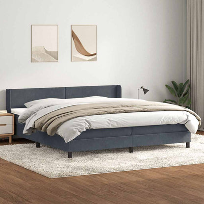 vidaXL Κρεβάτι Boxspring με Στρώμα Σκούρο Γκρι 200x210 εκ. Βελούδινο