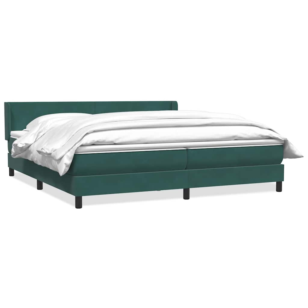 vidaXL Κρεβάτι Boxspring με Στρώμα Σκούρο Πράσινο 200x210εκ. Βελούδινο