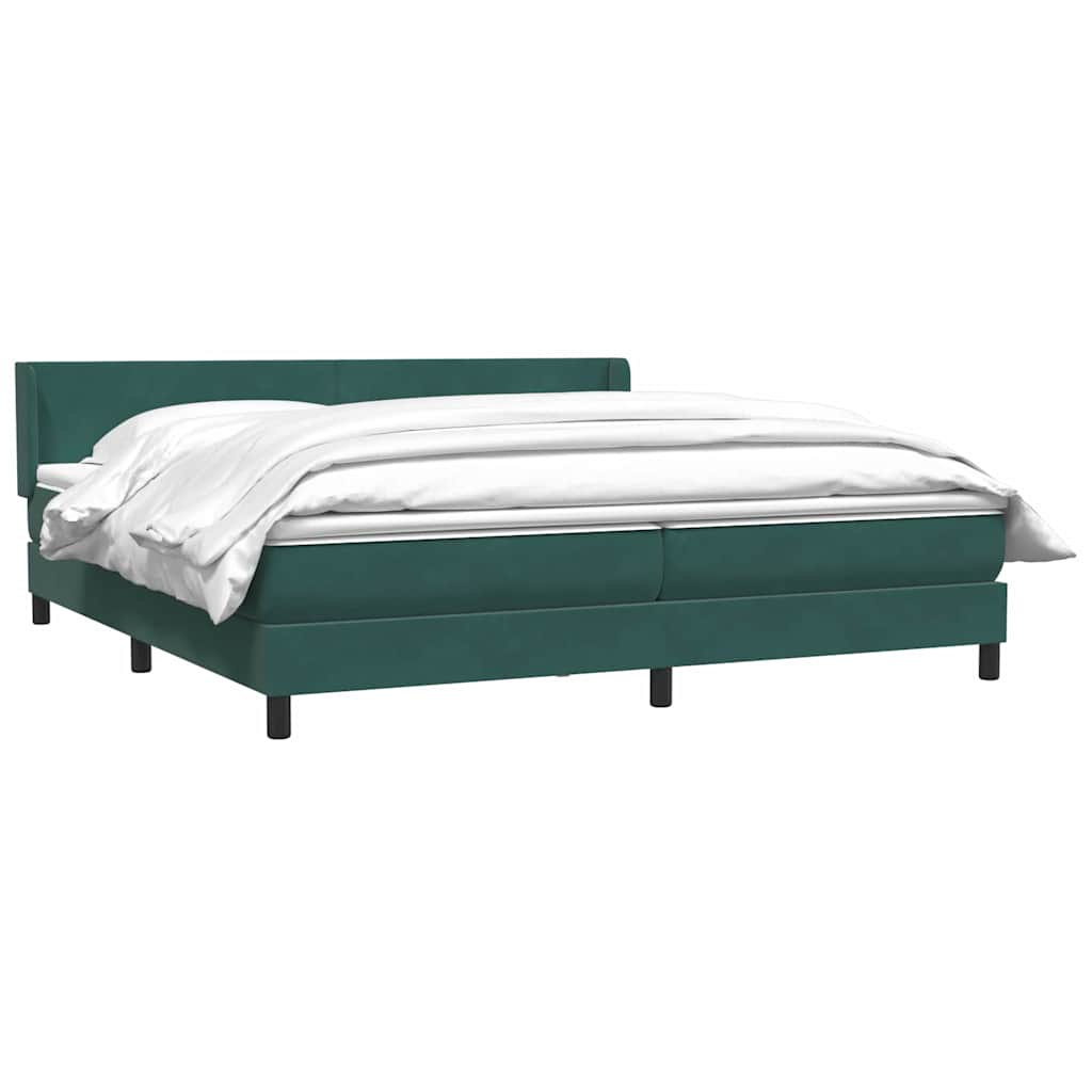 vidaXL Κρεβάτι Boxspring με Στρώμα Σκούρο Πράσινο 200x210εκ. Βελούδινο