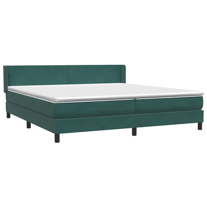 vidaXL Κρεβάτι Boxspring με Στρώμα Σκούρο Πράσινο 200x210εκ. Βελούδινο