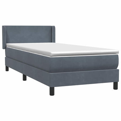 vidaXL Κρεβάτι Boxspring με Στρώμα Σκούρο Γκρι 80x220 εκ. Βελούδινο