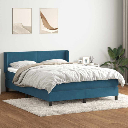 vidaXL Box Spring κρεβάτι με στρώμα σκούρο μπλε 140x220 cm Βελούδινο