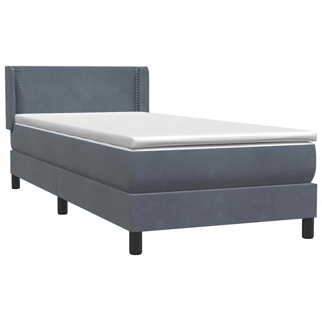 vidaXL Box Spring Κρεβάτι με στρώμα Σκούρο γκρι 80x210 εκ. Βελούδινο