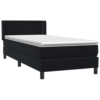 vidaXL Κρεβάτι Boxspring με Στρώμα Μαύρο 90x210 εκ. Βελούδινο