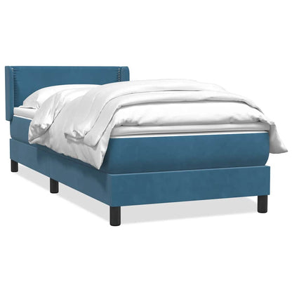 vidaXL Κρεβάτι Boxspring με Στρώμα Σκούρο Μπλε 100x210 εκ. Βελούδινο