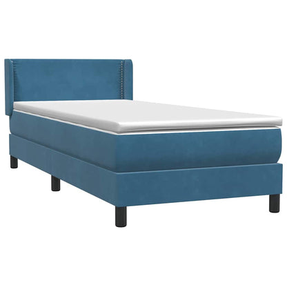 vidaXL Κρεβάτι Boxspring με Στρώμα Σκούρο Μπλε 100x210 εκ. Βελούδινο