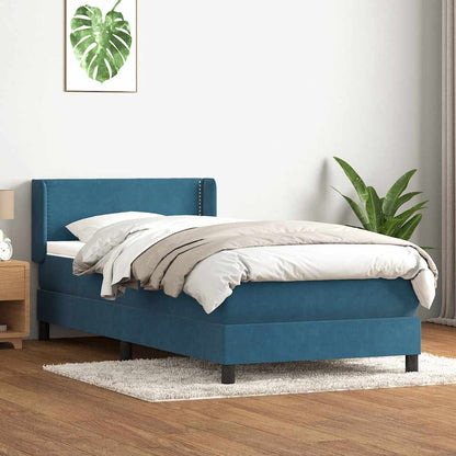 vidaXL Κρεβάτι Boxspring με Στρώμα Σκούρο Μπλε 100x210 εκ. Βελούδινο