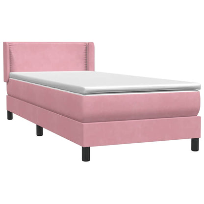 vidaXL Κρεβάτι Boxspring με Στρώμα Ροζ 100x210 εκ. Βελούδινο