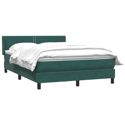 vidaXL Κρεβάτι Boxspring με Στρώμα Σκούρο Πράσινο 140x210εκ. Βελούδινο