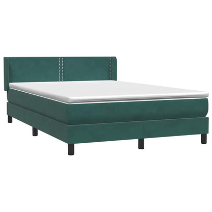 vidaXL Κρεβάτι Boxspring με Στρώμα Σκούρο Πράσινο 140x210εκ. Βελούδινο