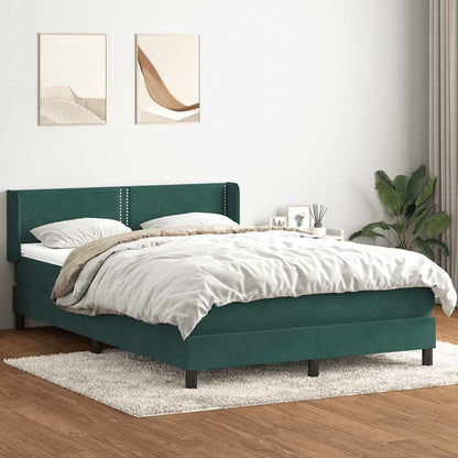 vidaXL Κρεβάτι Boxspring με Στρώμα Σκούρο Πράσινο 140x210εκ. Βελούδινο