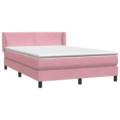 vidaXL Κρεβάτι Boxspring με Στρώμα Ροζ 160x210 εκ. Βελούδινο