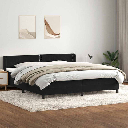 vidaXL Κρεβάτι Boxspring με Στρώμα Μαύρο 180x210 εκ. Βελούδινο