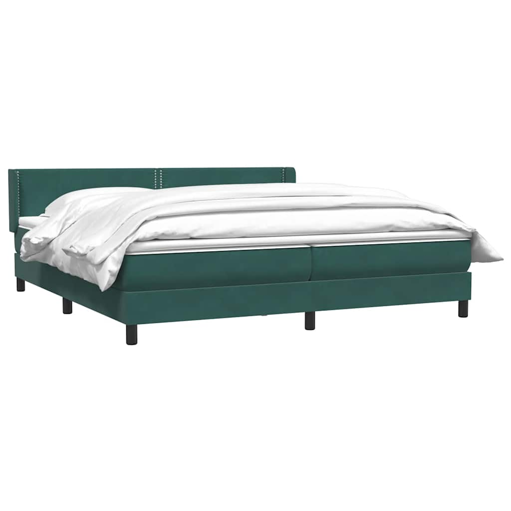 vidaXL Κρεβάτι Boxspring με Στρώμα Σκούρο Πράσινο 180x210εκ. Βελούδινο