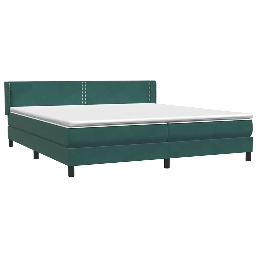 vidaXL Κρεβάτι Boxspring με Στρώμα Σκούρο Πράσινο 180x210εκ. Βελούδινο