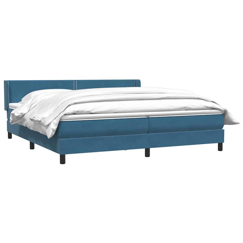 vidaXL Κρεβάτι Boxspring με Στρώμα Σκούρο Μπλε 180x210 εκ. Βελούδινο