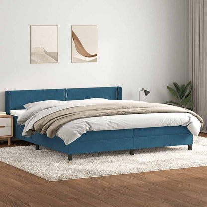 vidaXL Κρεβάτι Boxspring με Στρώμα Σκούρο Μπλε 180x210 εκ. Βελούδινο