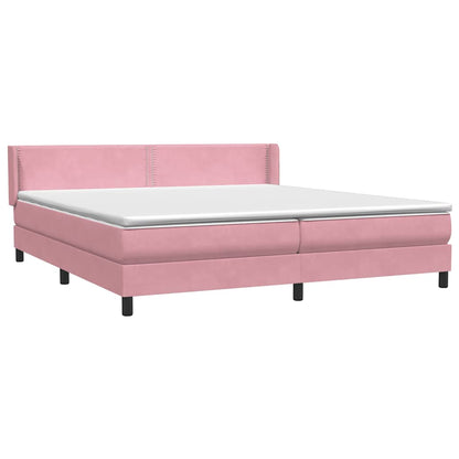 vidaXL Κρεβάτι Boxspring με Στρώμα Ροζ 180x210 εκ. Βελούδινο