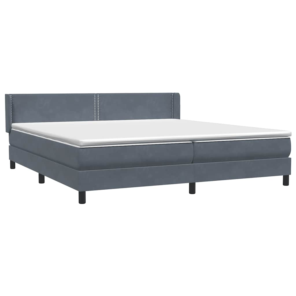 vidaXL Κρεβάτι Boxspring με Στρώμα Σκούρο Γκρι 200x210 εκ. Βελούδινο