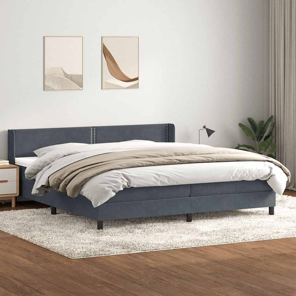 vidaXL Κρεβάτι Boxspring με Στρώμα Σκούρο Γκρι 200x210 εκ. Βελούδινο